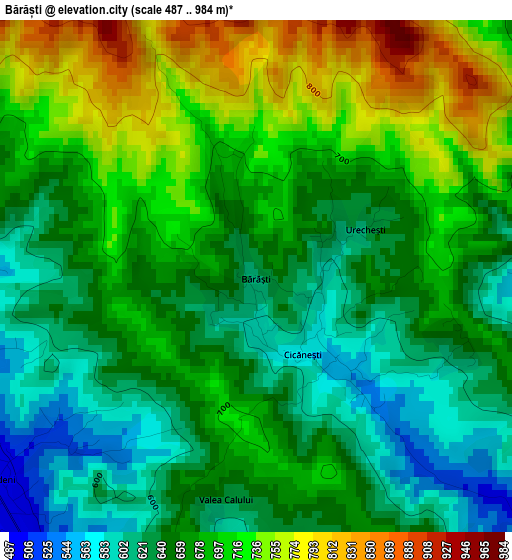 Bărăști elevation map