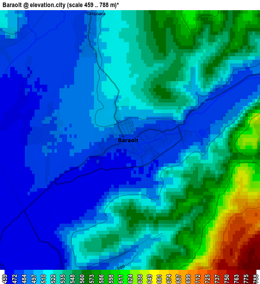 Baraolt elevation map