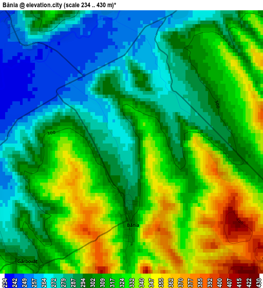 Bănia elevation map