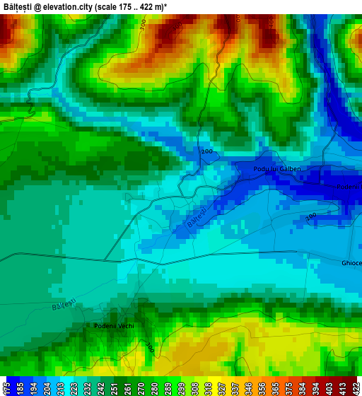 Bălțești elevation map