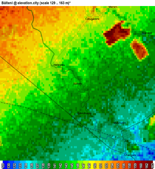 Bălteni elevation map