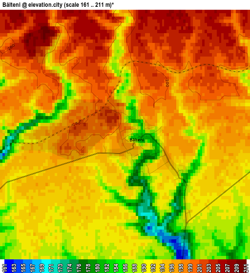 Bălteni elevation map