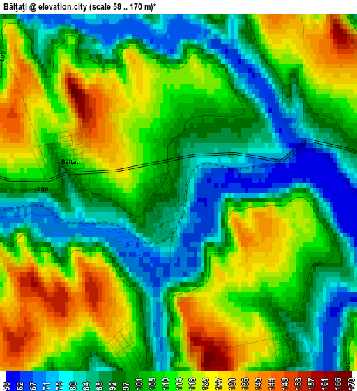 Bălţaţi elevation map