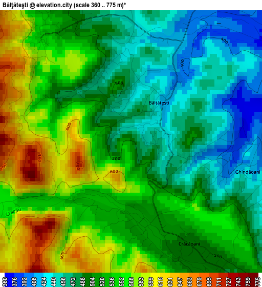 Bălţăteşti elevation map