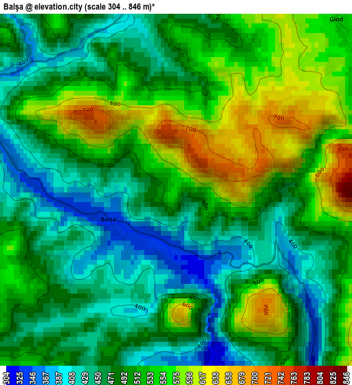 Balşa elevation map