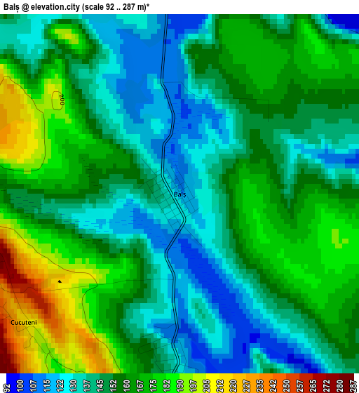 Balș elevation map