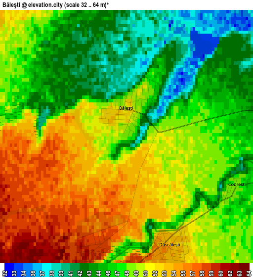 Băleşti elevation map