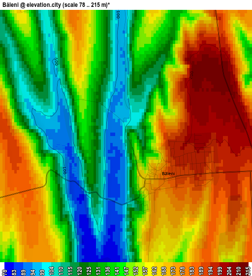 Băleni elevation map