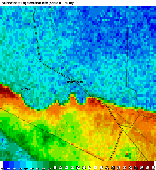 Baldovinești elevation map