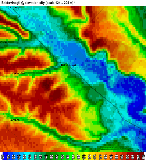 Baldovineşti elevation map