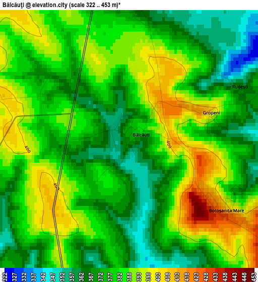 Bălcăuţi elevation map