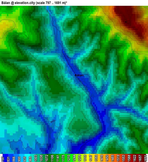 Bălan elevation map