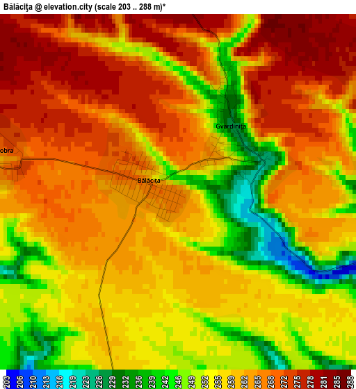 Bălăciţa elevation map