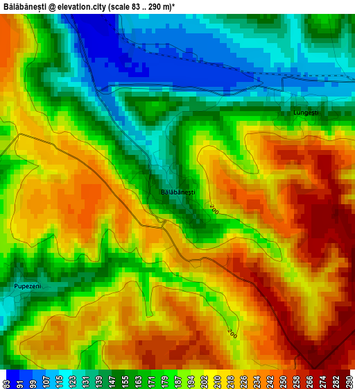 Bălăbănești elevation map