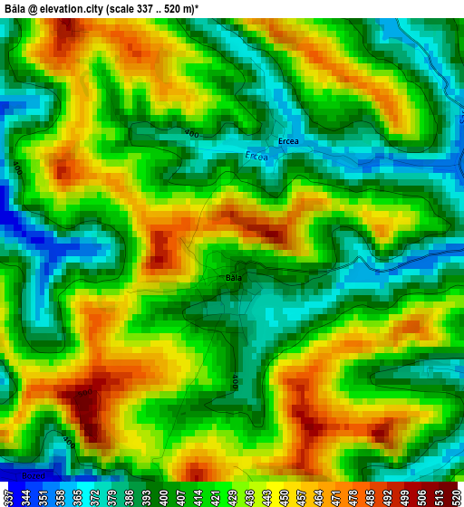 Băla elevation map