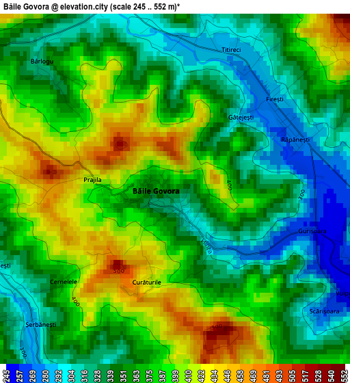 Băile Govora elevation map