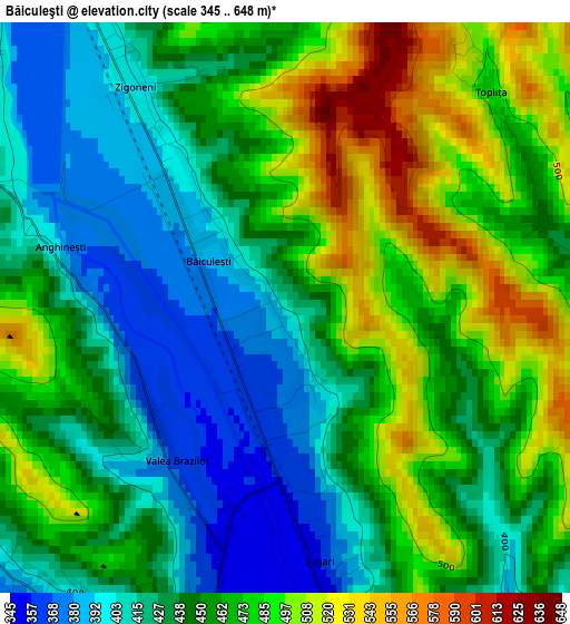 Băiculeşti elevation map