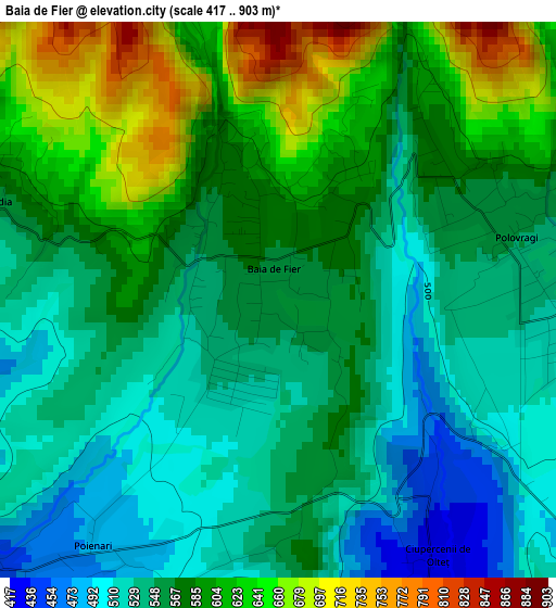 Baia de Fier elevation map