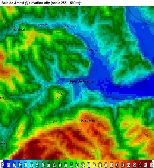 Baia de Aramă elevation map