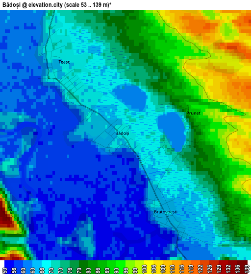 Bădoși elevation map