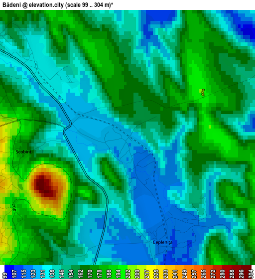 Bădeni elevation map