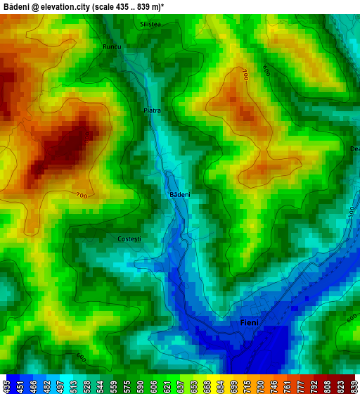 Bădeni elevation map