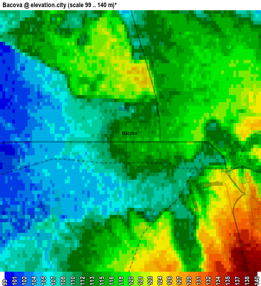 Bacova elevation map