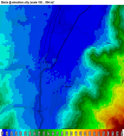 Băcia elevation map