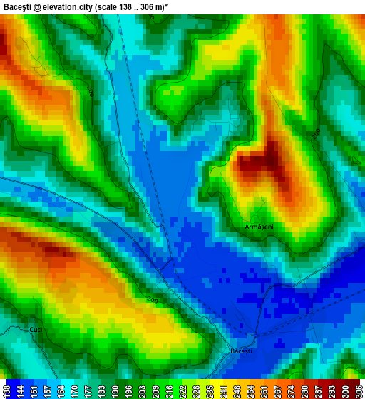 Băceşti elevation map