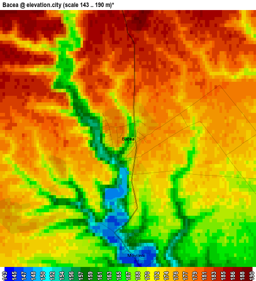 Bacea elevation map