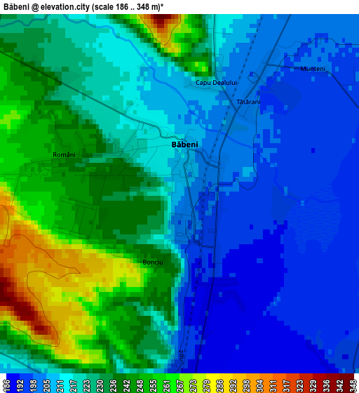 Băbeni elevation map