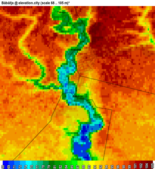 Băbăiţa elevation map