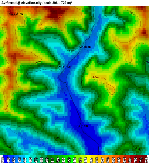 Avrămeşti elevation map