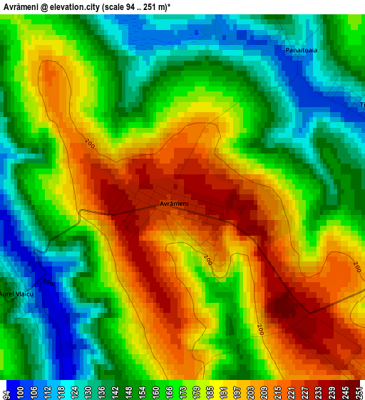 Avrămeni elevation map