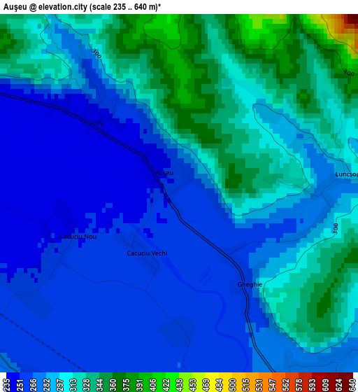 Auşeu elevation map