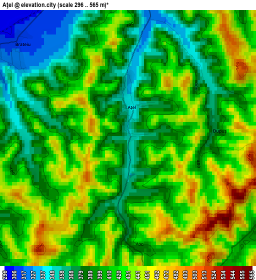 Aţel elevation map