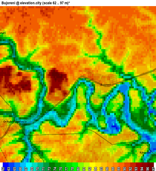 Bujoreni elevation map