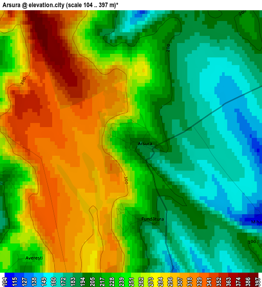 Arsura elevation map