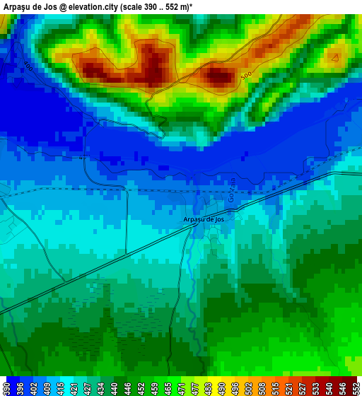 Arpaşu de Jos elevation map