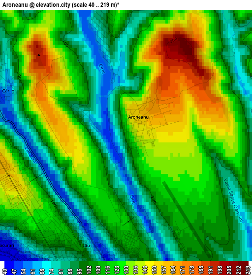 Aroneanu elevation map