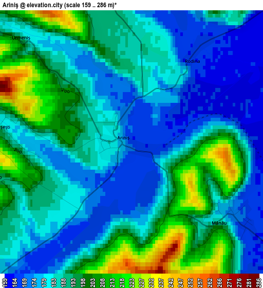 Ariniş elevation map