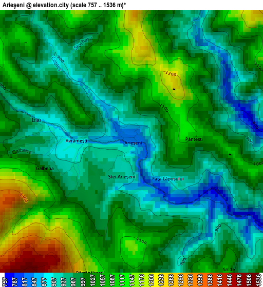 Arieşeni elevation map