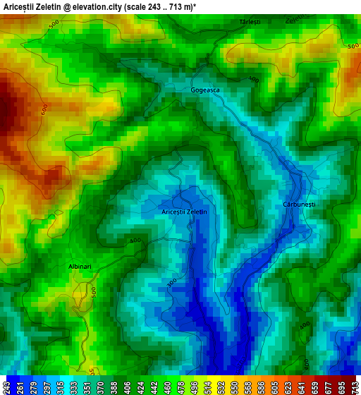 Ariceștii Zeletin elevation map