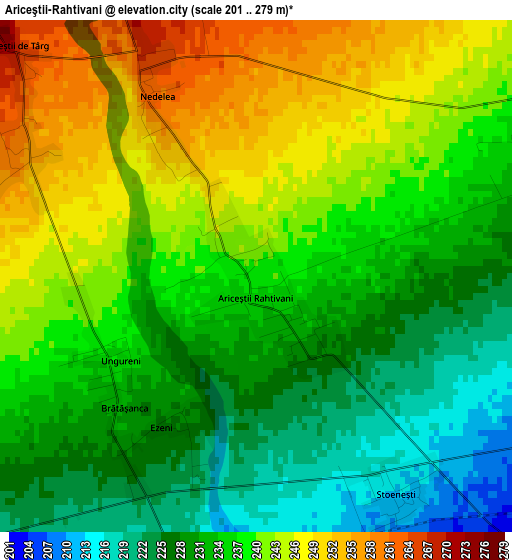 Ariceştii-Rahtivani elevation map