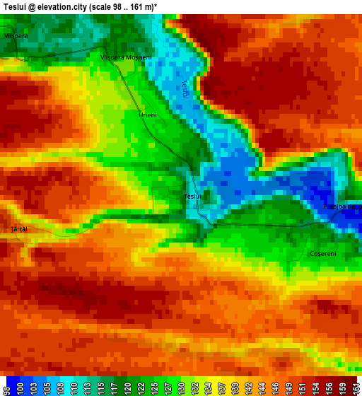 Teslui elevation map