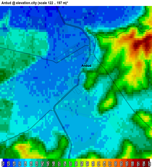 Ardud elevation map