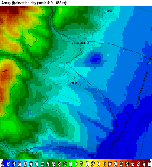 Arcuș elevation map