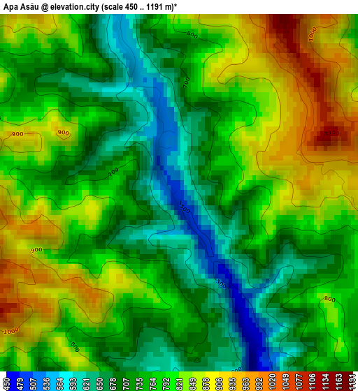 Apa Asău elevation map