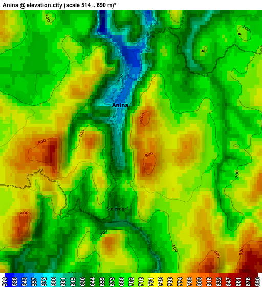 Anina elevation map