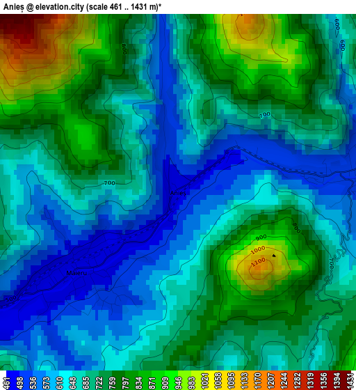 Anieș elevation map